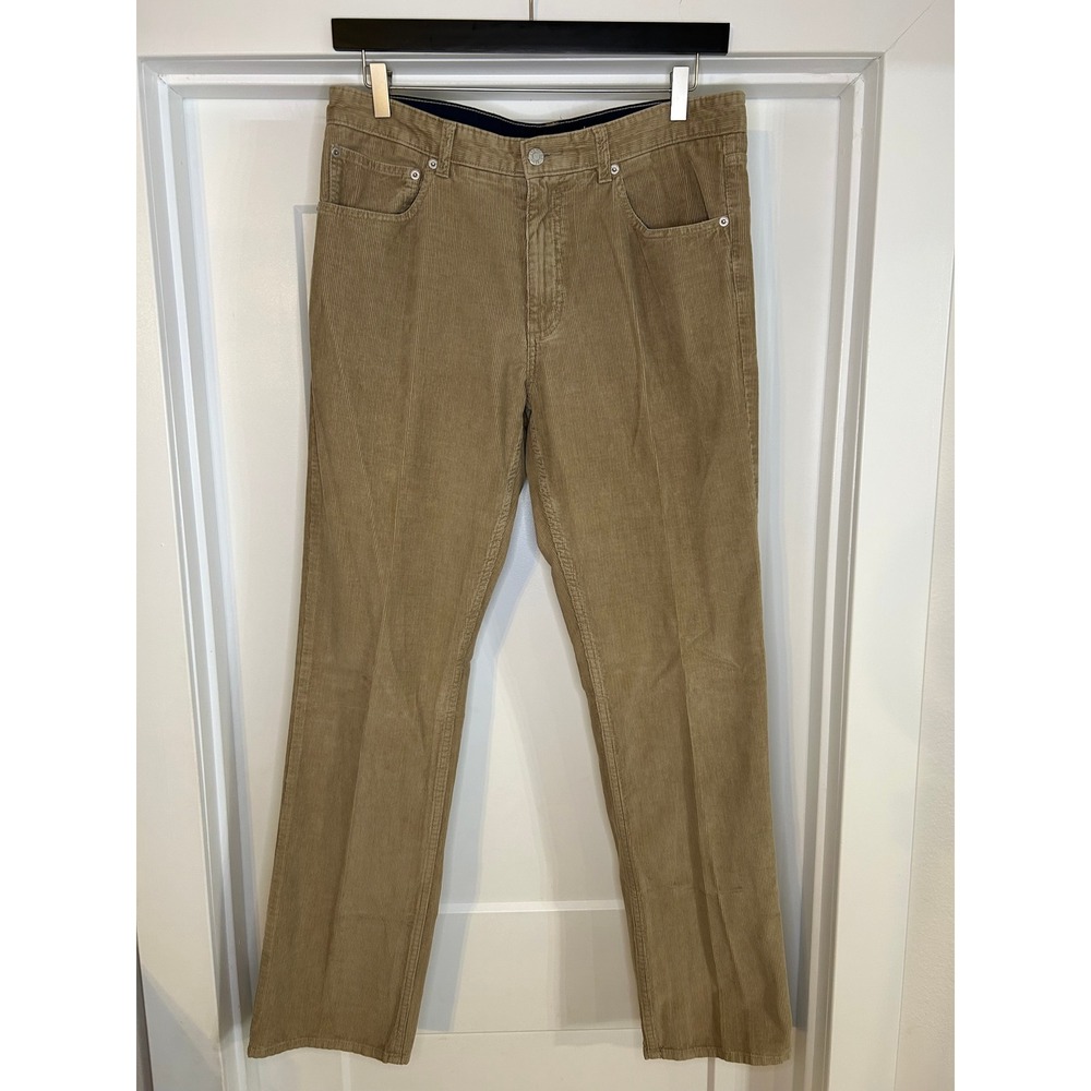Cremieux Mens Tan Corduroy Pants 34x33 Straight Leg Khaki Cotton Preppy Academia